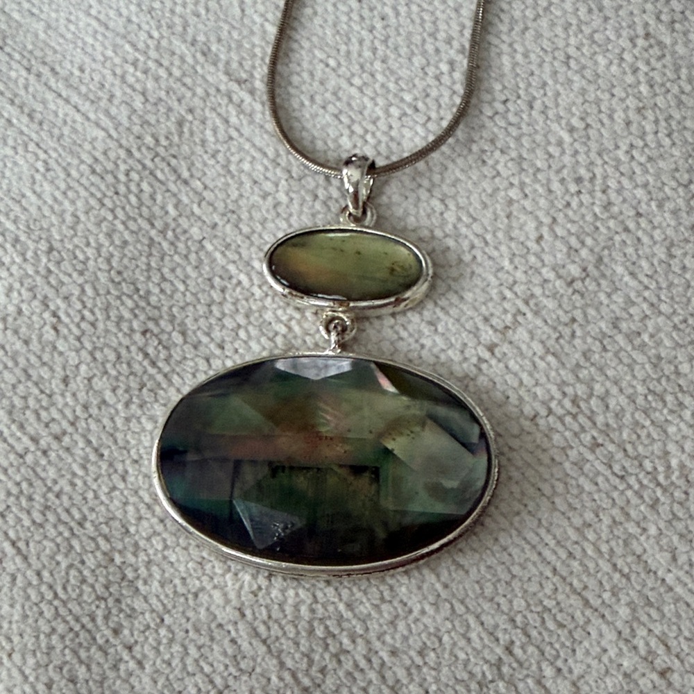 Elegant Silver and Green Pendant